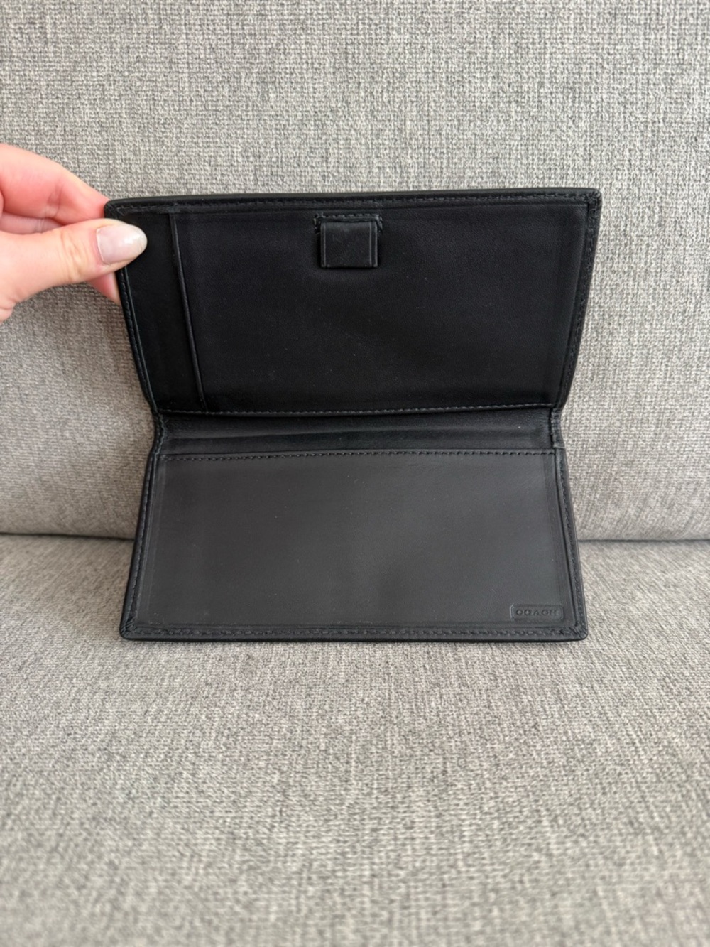 Coach Vintage Leather Checkbook Cover / Slim Organizer Black - Picture 2 of 9